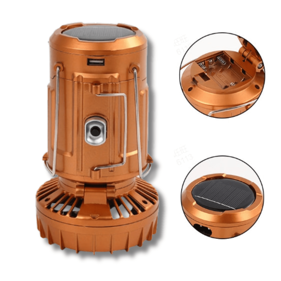Tragbare LED-Campinglampe mit Ventilator