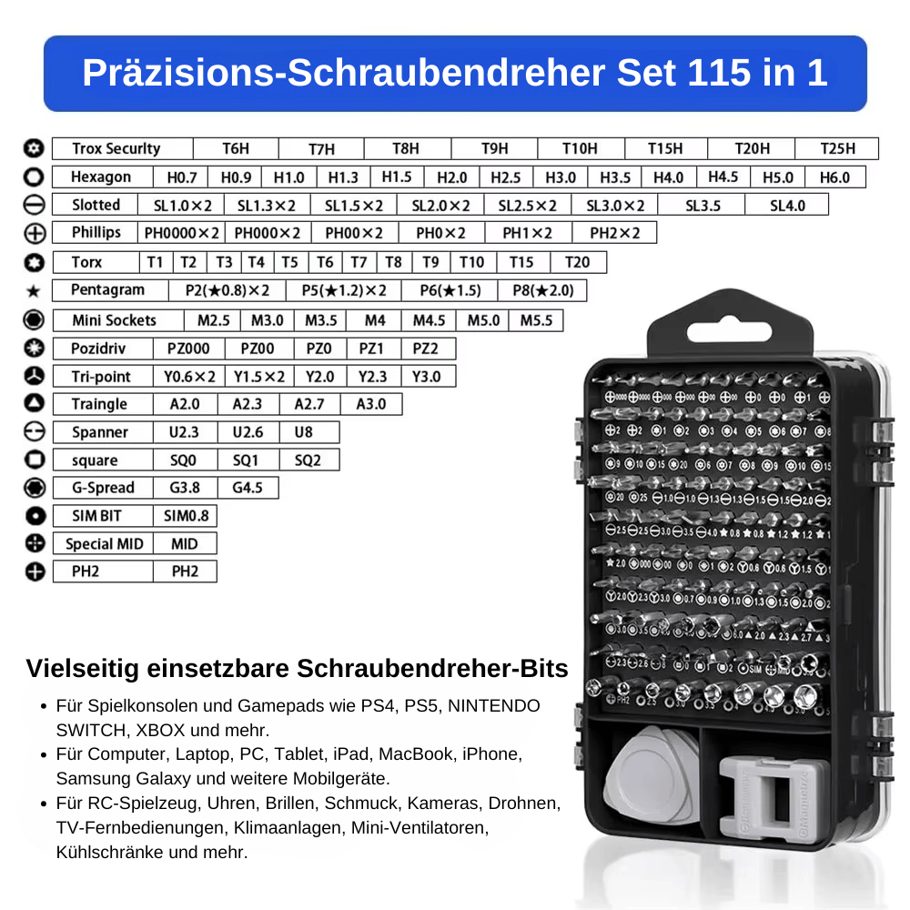 Präzisions-Schraubendreher Set 115 in 1