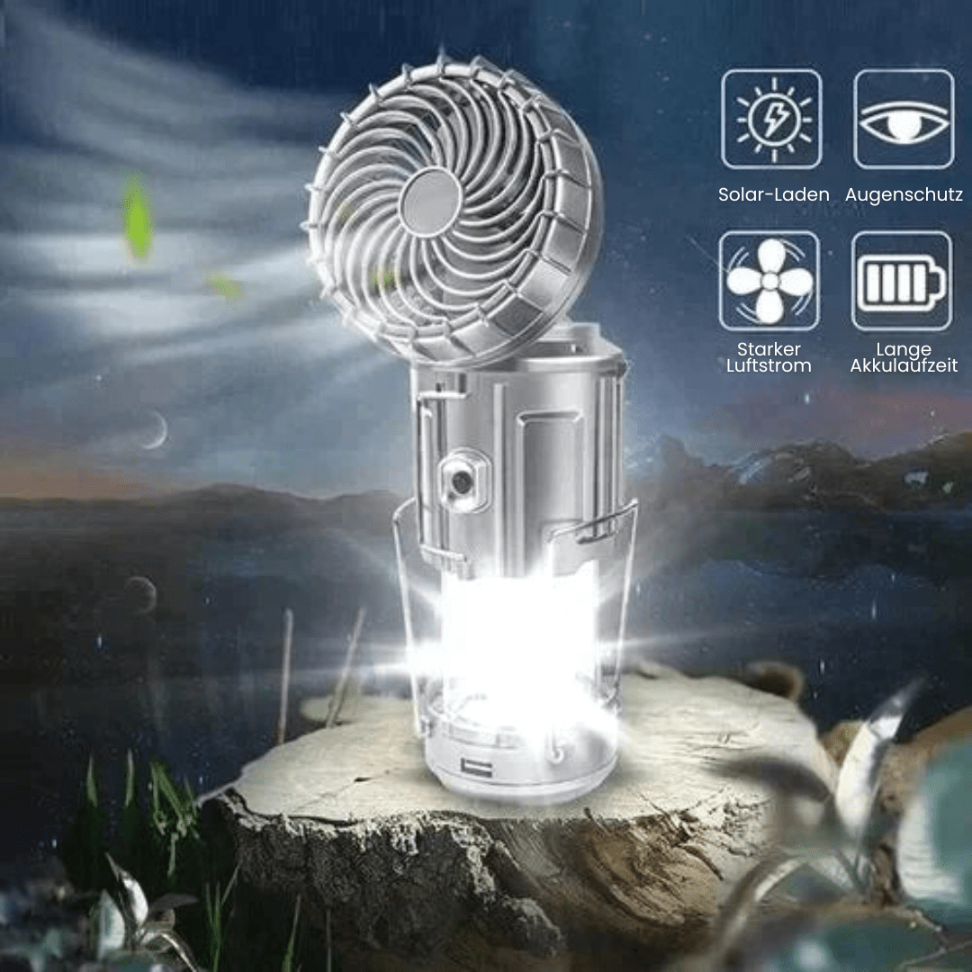 Tragbare LED-Campinglampe mit Ventilator