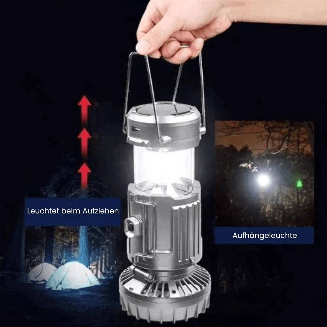 Tragbare LED-Campinglampe mit Ventilator