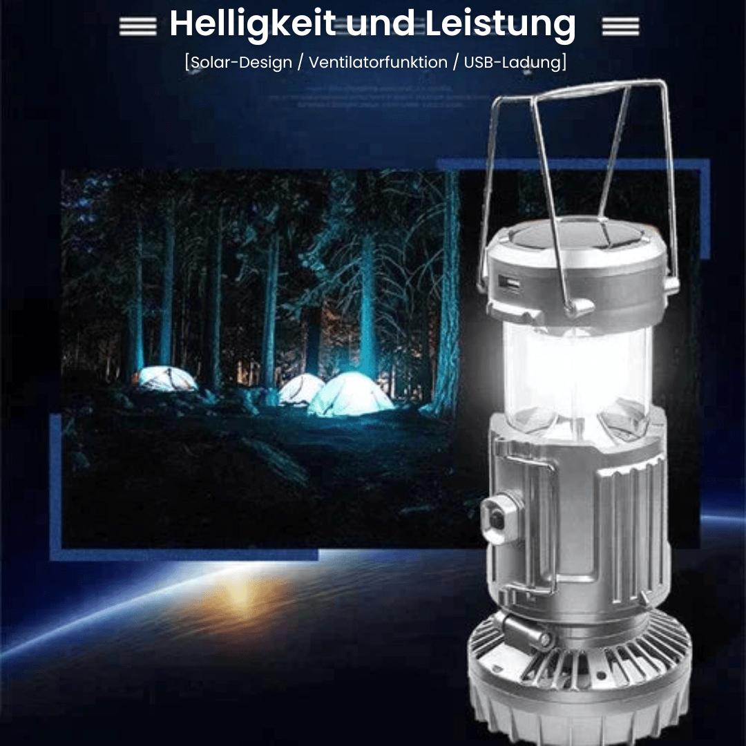 Tragbare LED-Campinglampe mit Ventilator