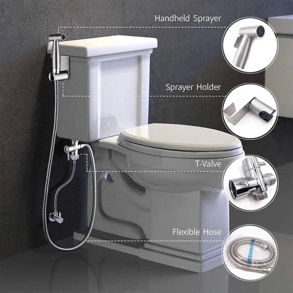 CleanJet™ – Hand-Bidet Sprühkopf-Set mit Schlauch & T-Adapter
